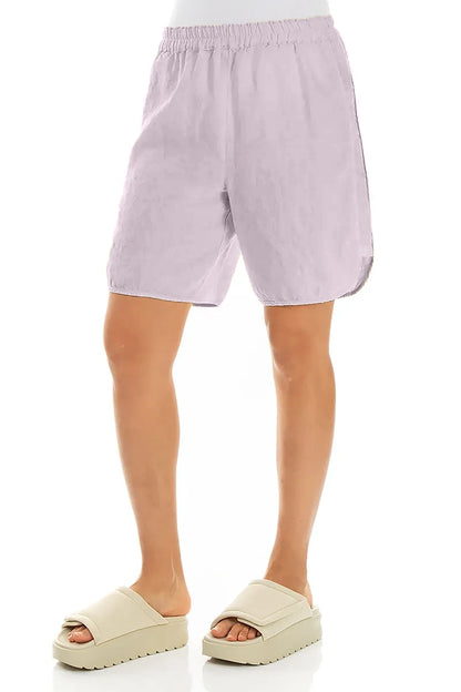 Entspannte Fliederfarbene Leinen-Shorts mit Seitenschlitz