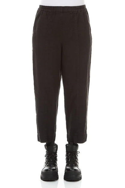 Relaxed Taper Black Linen Trousers 1