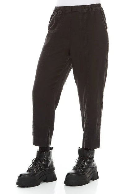 Relaxed Taper Black Linen Trousers 3