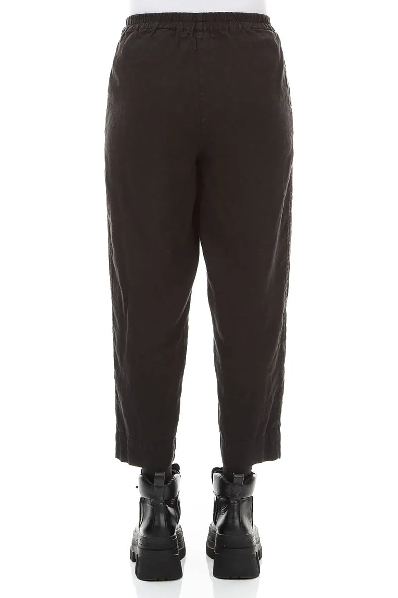 Relaxed Taper Black Linen Trousers 2