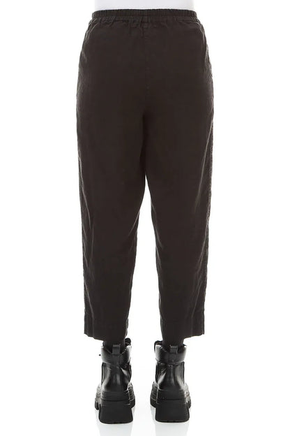 Relaxed Taper Black Linen Trousers 2
