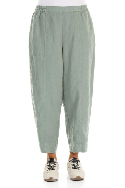Relaxed Taper Sage Linen Trousers 1