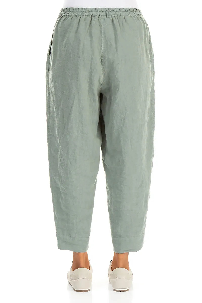 Relaxed Taper Sage Linen Trousers 2