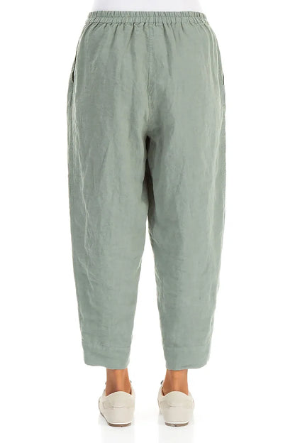 Relaxed Taper Sage Linen Trousers 2