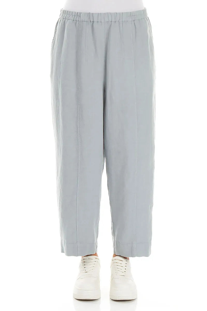 Pantalon en lin gris argenté, coupe décontractée fuselée