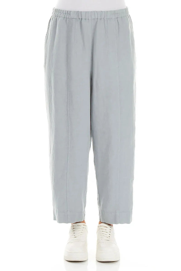 Pantalon en lin gris argenté, coupe décontractée fuselée