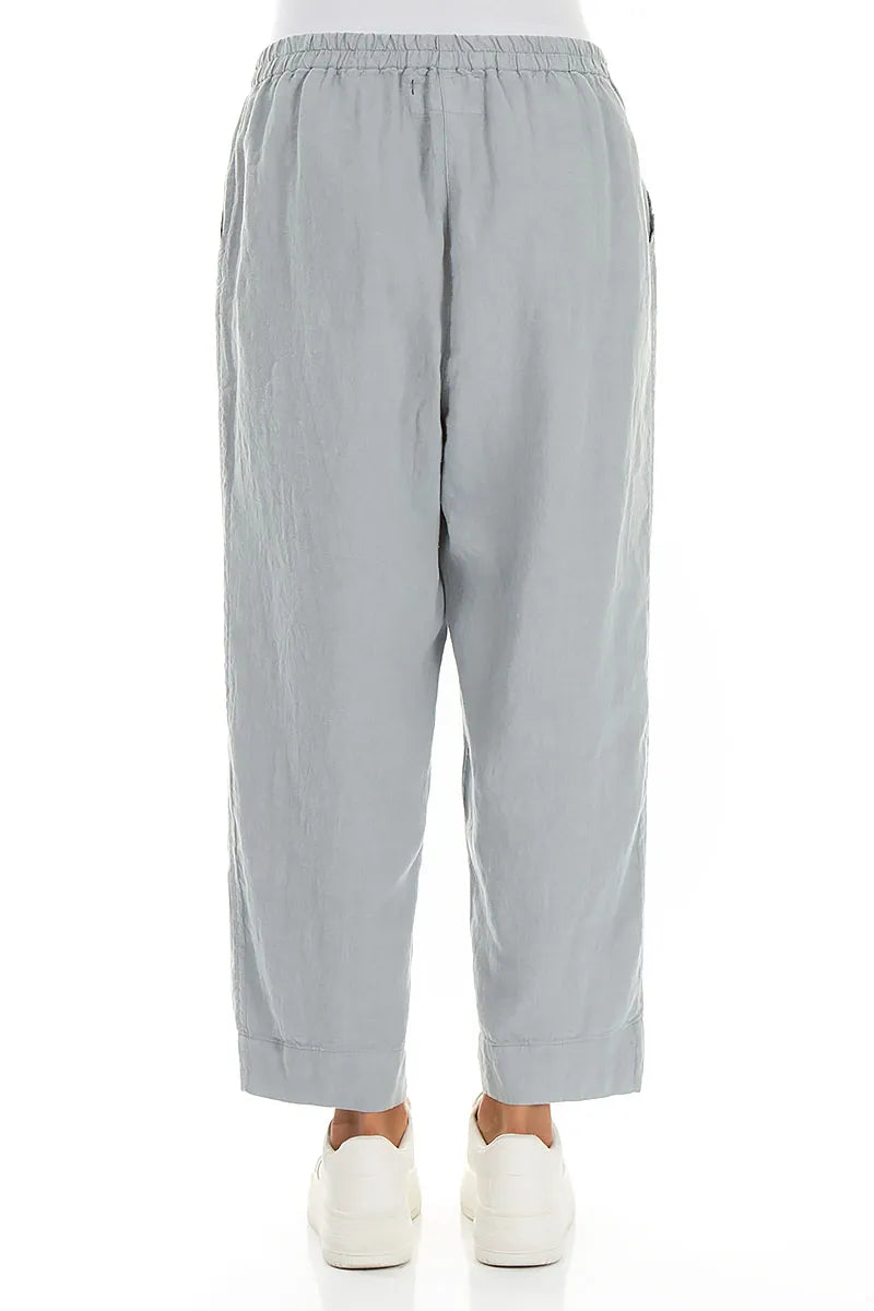 Pantalon en lin gris argenté, coupe décontractée fuselée