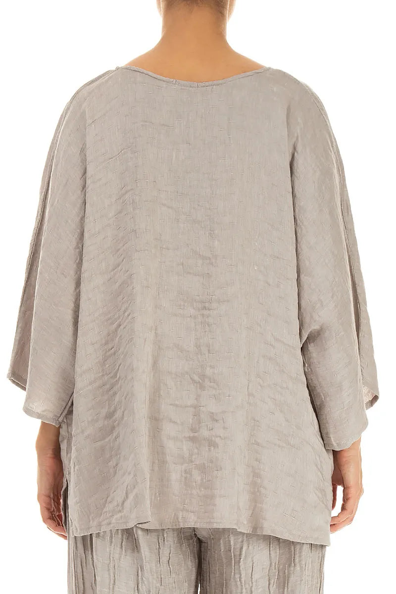 Relaxed Textured Beige Silk Blouse