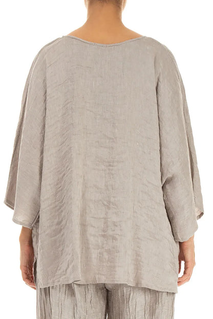 Relaxed Textured Beige Silk Blouse