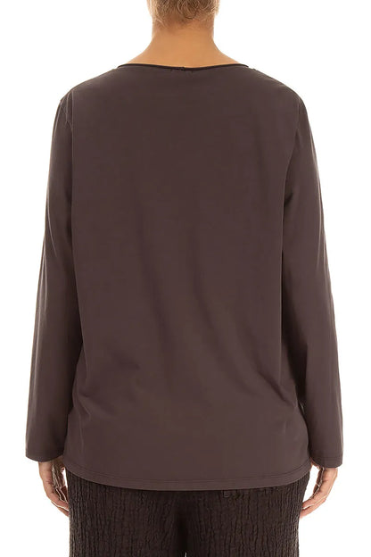 Relaxed Truffle Brown Cotton Blouse