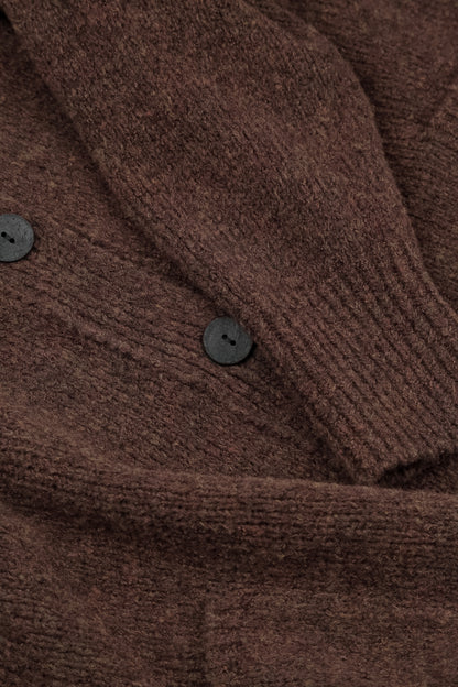 Relaxed V-Neck Brown Wool Cardigan 6