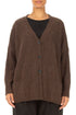 Relaxed V-Neck Brown Wool Cardigan 1