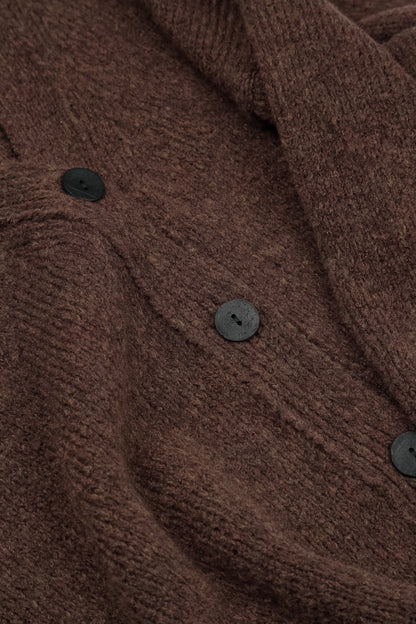 Relaxed V-Neck Brown Wool Cardigan 5