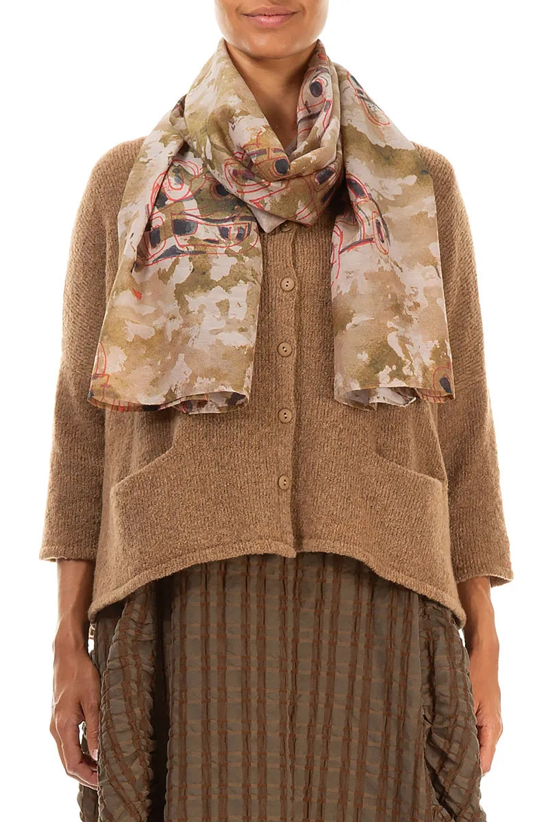 Foulard rétro en soie et coton