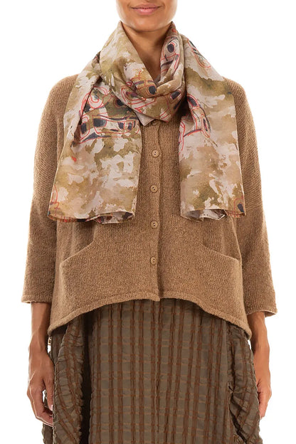 Foulard rétro en soie et coton