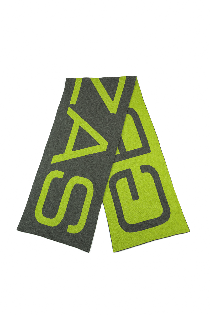 Reversible Lime Green &amp; Charcoal Soft Wool Scarf 4