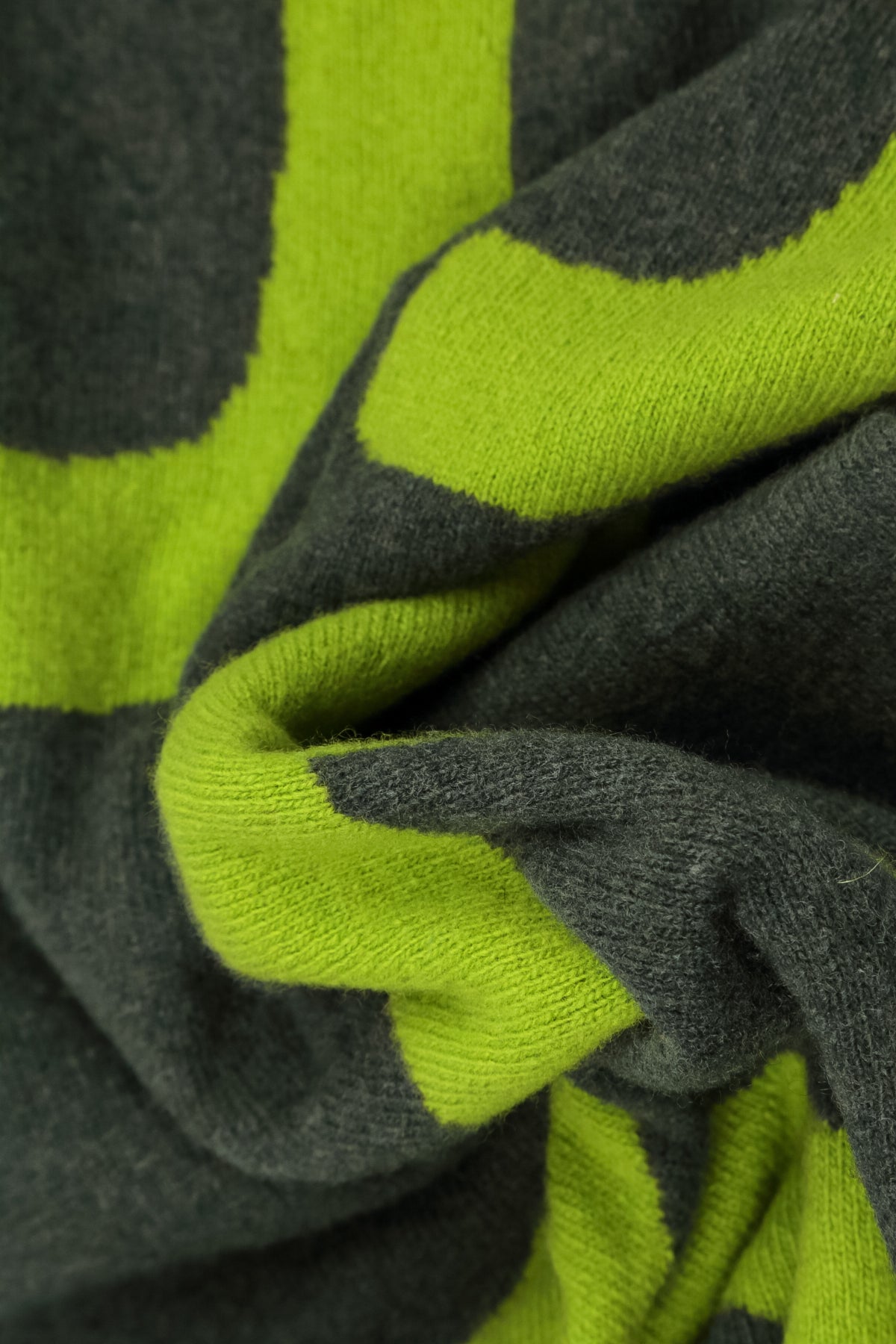 Reversible Lime Green &amp; Charcoal Soft Wool Scarf 6
