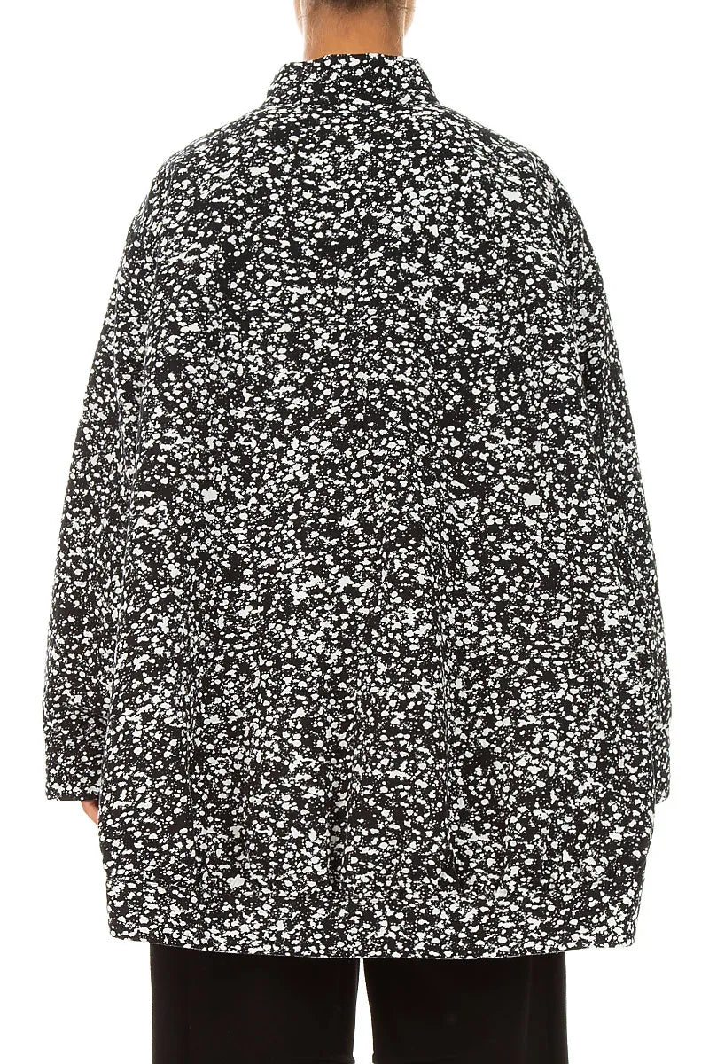 Veste-manteau réversible en coton moucheté noir et blanc