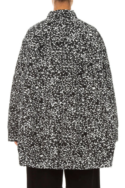 Veste-manteau réversible en coton moucheté noir et blanc