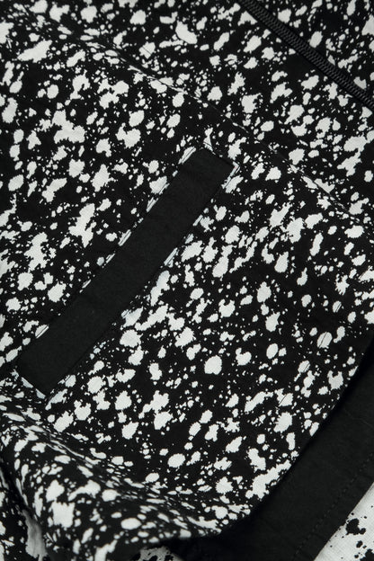 Veste-manteau réversible en coton moucheté noir et blanc
