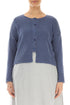 Ribbed Hem Blue Nova Linen Cardigan 1