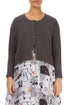 Ribbed Hem Brown Linen Cardigan 1