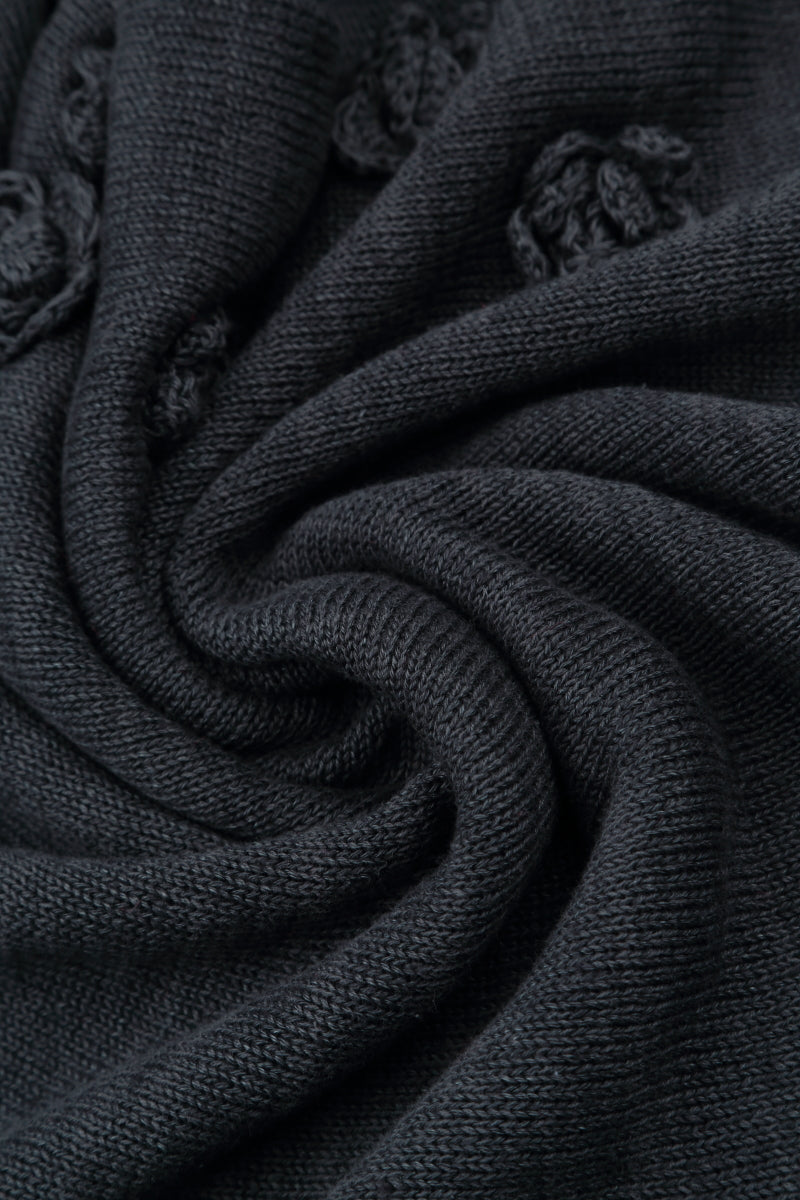 Ribbed Hem Graphite Linen Cardigan 5