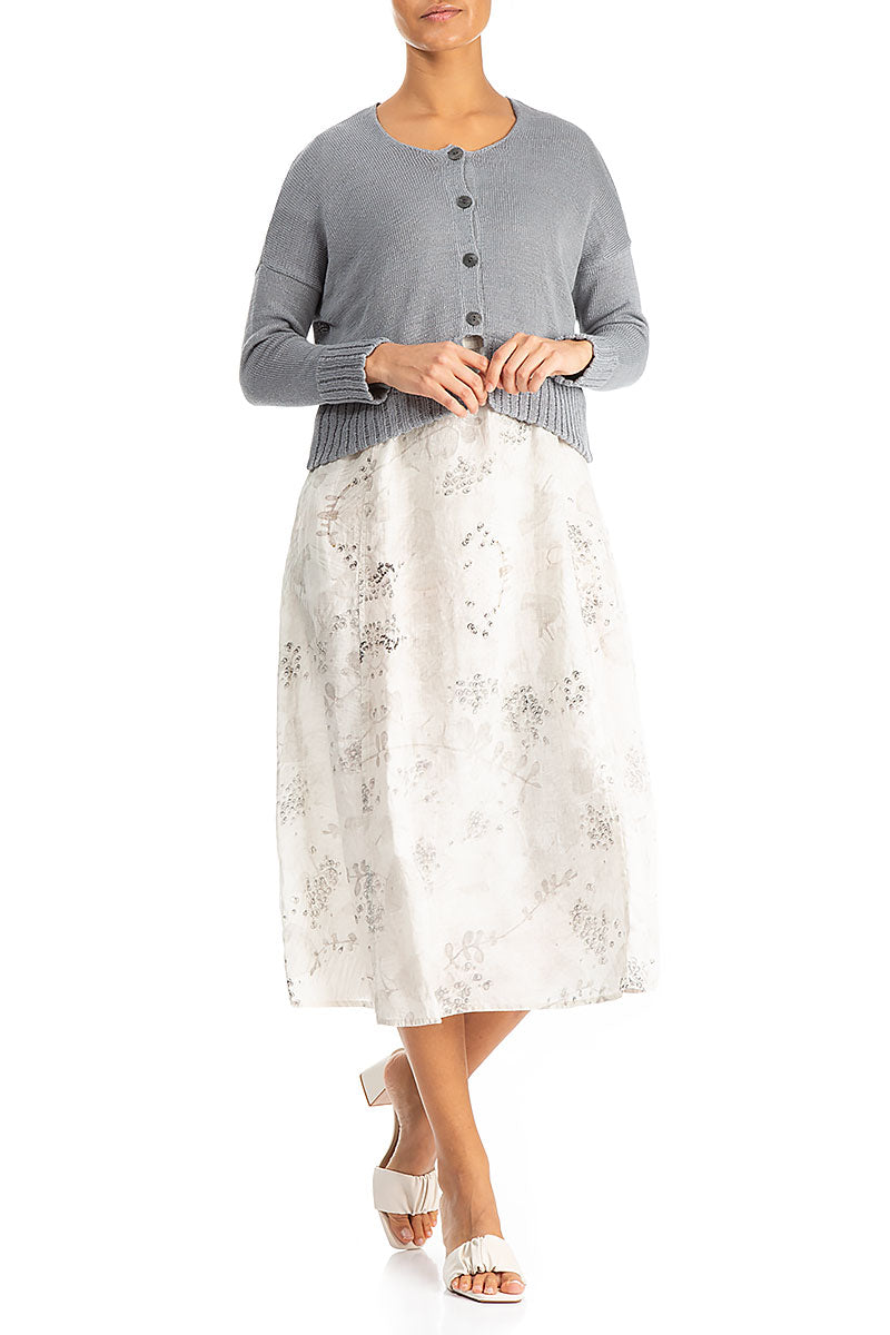 Ribbed Hem Grey Linen Cardigan 4