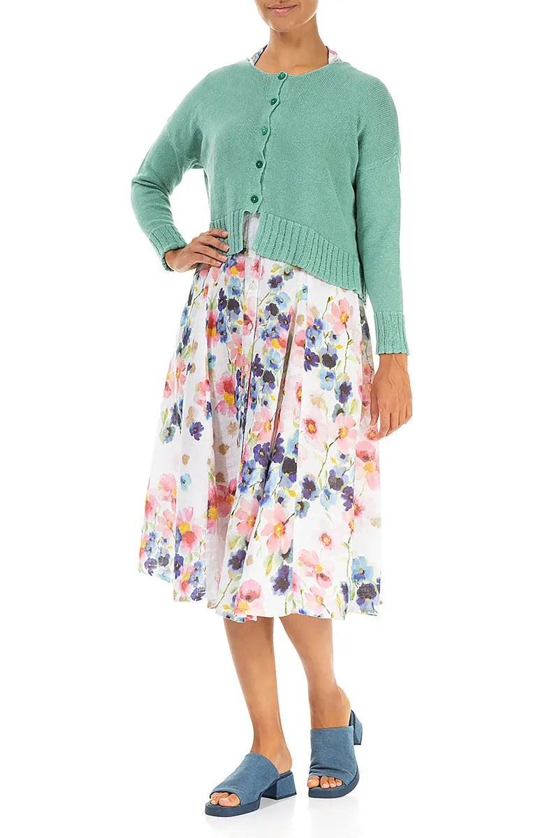 Ribbed Hem Mint Linen Cardigan 4