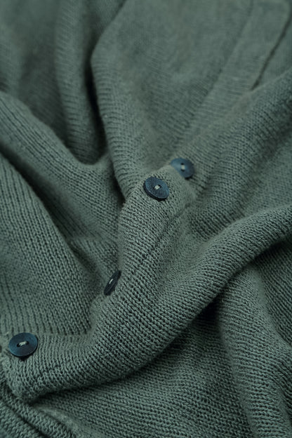 Ribbed Hem Sage Linen Cardigan 5