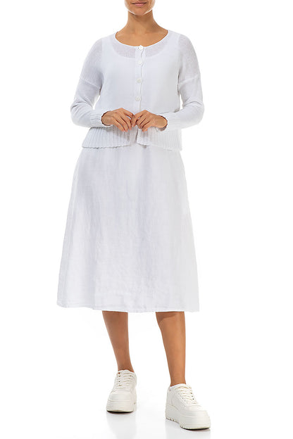 Ribbed Hem White Linen Cardigan 4