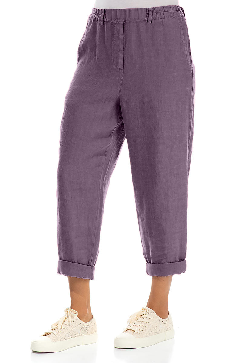 Pantalon en lin Amethyst avec revers
