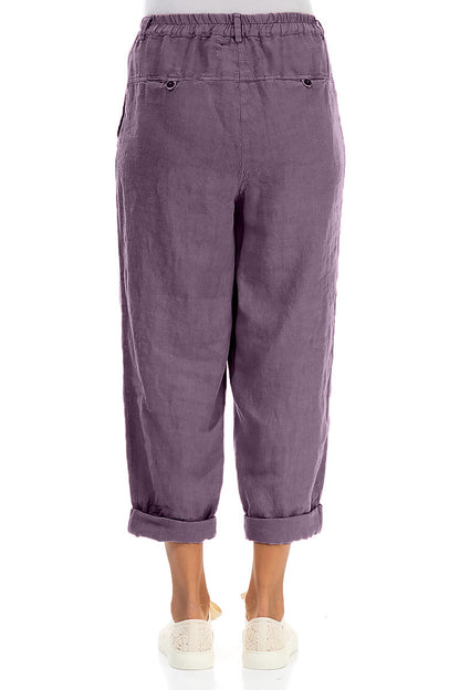 Pantalon en lin Amethyst avec revers
