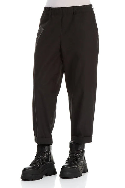 Roll Up Black Cotton Trousers 3