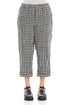 Roll Up Black & White Check Linen Trousers 1