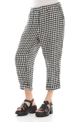 Roll Up Black & White Check Linen Trousers 3