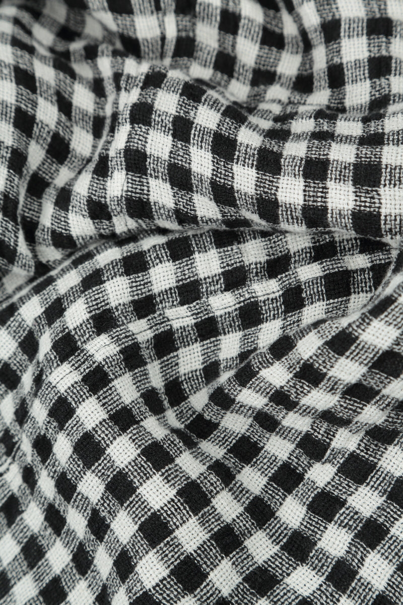 Roll Up Black &amp; White Check Linen Trousers 5