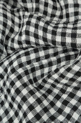 Roll Up Black & White Check Linen Trousers 5