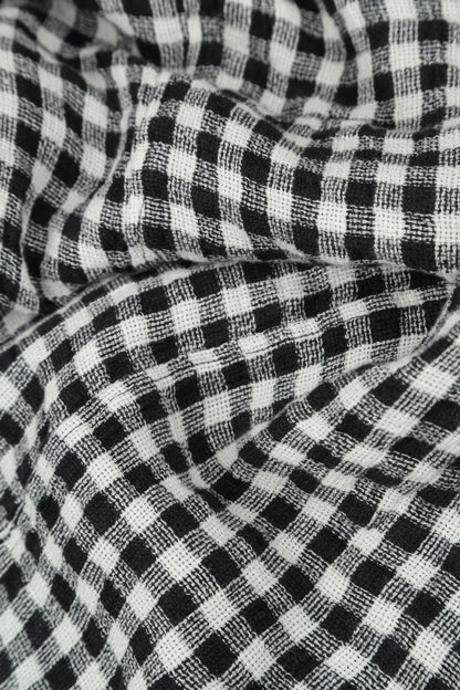 Roll Up Black &amp; White Check Linen Trousers 5