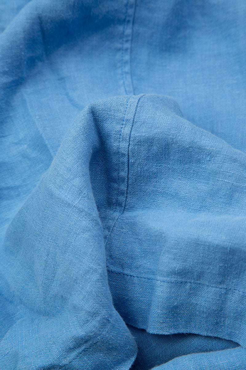 Roll Up Cornflower Linen Trousers 4