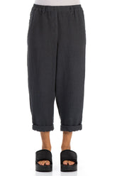 Roll Up Graphite Linen Trousers 1