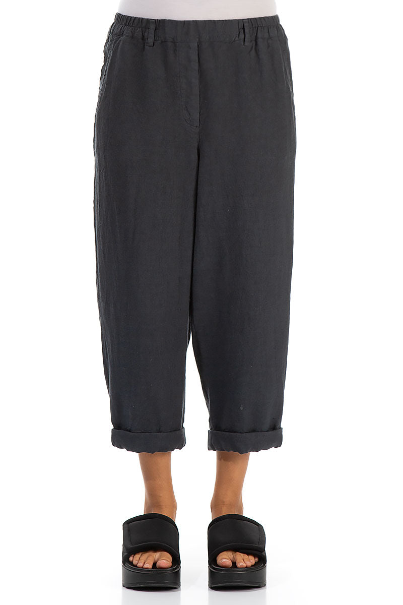 Roll Up Graphite Linen Trousers 1