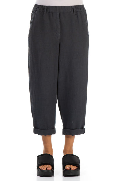 Roll Up Graphite Linen Trousers 1