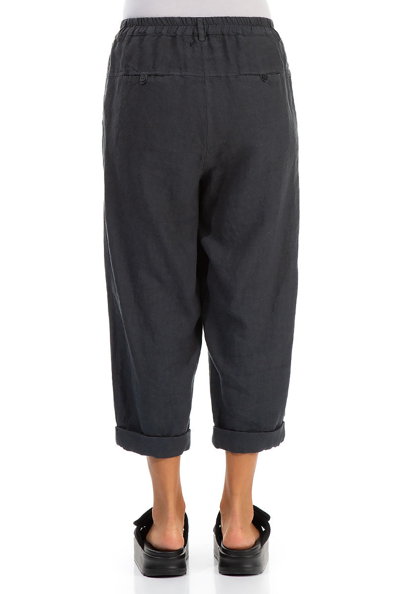 Roll Up Graphite Linen Trousers 2