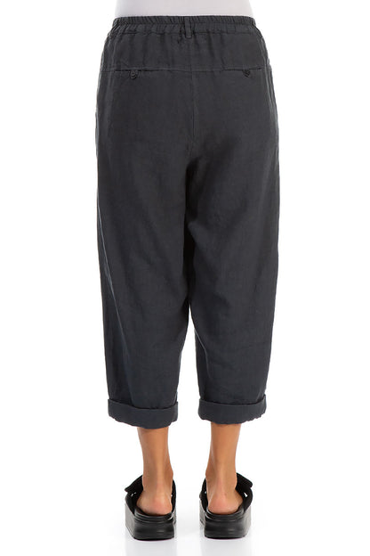 Roll Up Graphite Linen Trousers 2