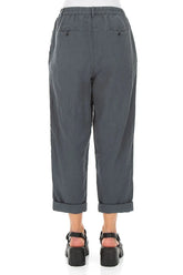 Roll Up Graphite Linen Trousers 2
