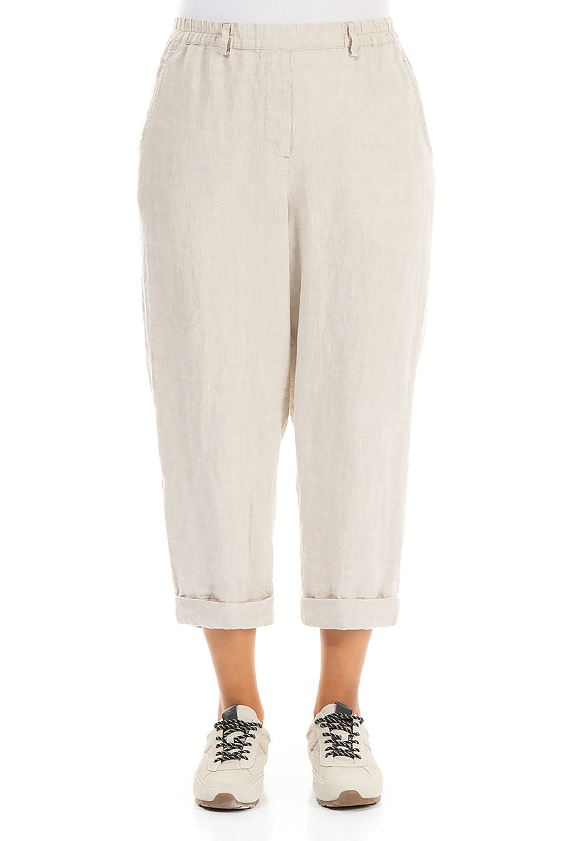 Roll Up Natural Linen Trousers 1