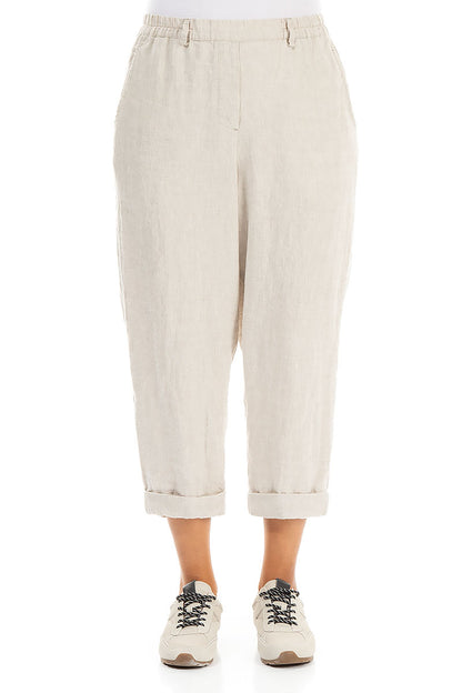 Roll Up Natural Linen Trousers 1