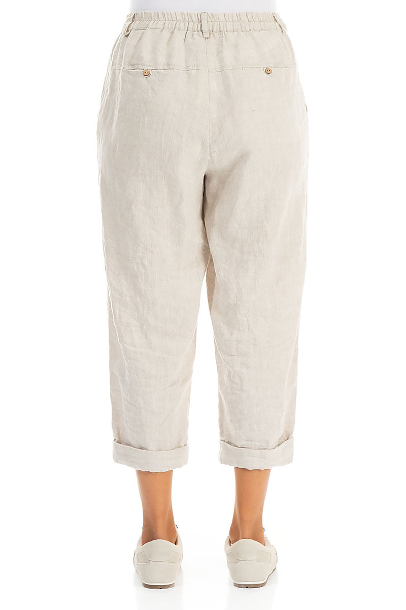 Roll Up Natural Linen Trousers 2