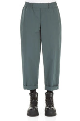 Roll Up Peacock Cotton Trousers 1